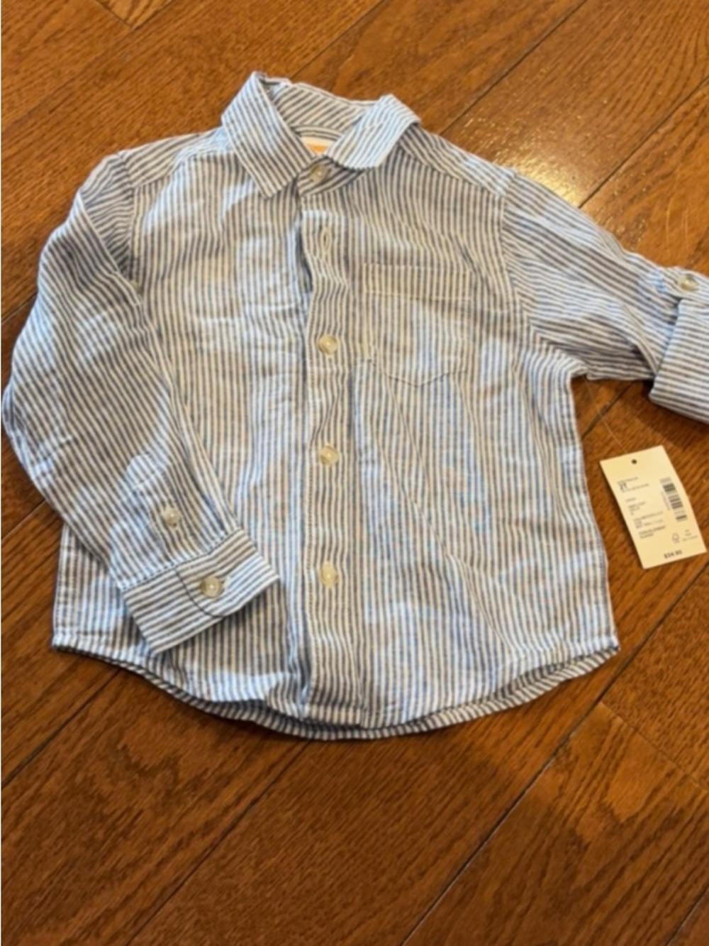 Gymboree Boys Blue and White Striped Button-Down Shirt